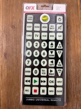 QFX Universal Jumbo Remote REM 115 NIB Glow in Dark Buttons 2017 NOS